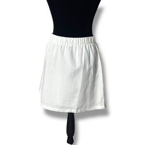 Crescent Lined White Elastic Waist Lightweight Summer Tennis Style Mini Skirt